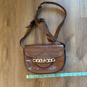 Michael Kors Croc-Embossed Brown Crossbody Bag